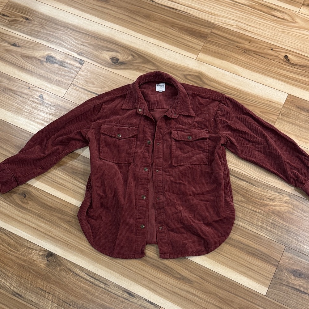 Kensie Corduroy Shirt in Rich Burgundy
